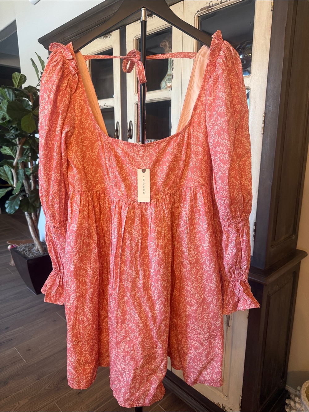 Coral Pink Printed Puff-Sleeveless Babydoll 👗 with with with with